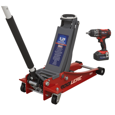 Sealey 2001LERECOMBO 2.2 Tonne Trolley Jack & 18V Cordless Impact Wrench - Red