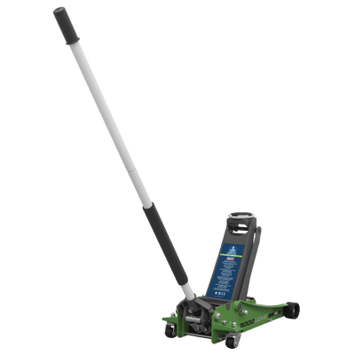 Sealey 3000LEHV Trolley Jack 3tonne Low Entry Rocket Lift Hi-Vis Green