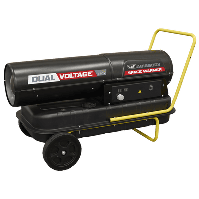 Sealey AB1850DV Dual Voltage Space Warmer® Kerosene & Diesel Heater with Wheels 185,000Btu/hr