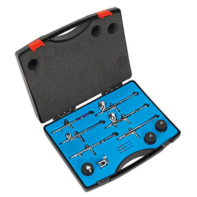 Sealey AB936 Mini Air Brush Kit 10pc Gravity/Suction Feed
