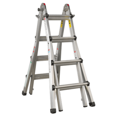 Sealey AFPL3 Aluminium Telescopic Ladder 4-Way EN 131 Adjustable Height