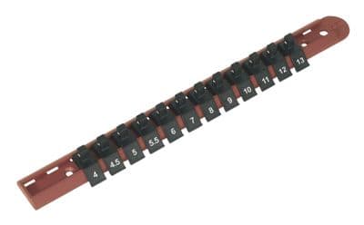 Sealey AK1412 Socket Retaining Rail with 12 Clips 1/4