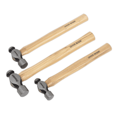 Sealey AK203 Ball Pein Hammer Set 3pc Hickory Shafts