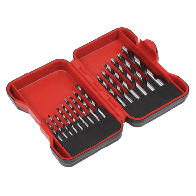 Sealey AK3715W Brad Point Wood Drill Bit Set 15pc