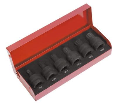 Sealey AK5608 Impact Spline Socket Bit Set 6pc 1/2