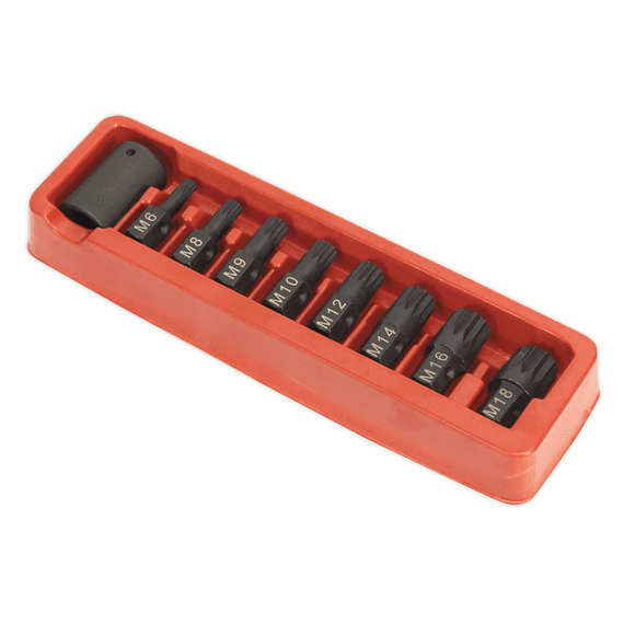 Sealey AK5611 Impact Spline Bit Holder Set 9pc 1/2