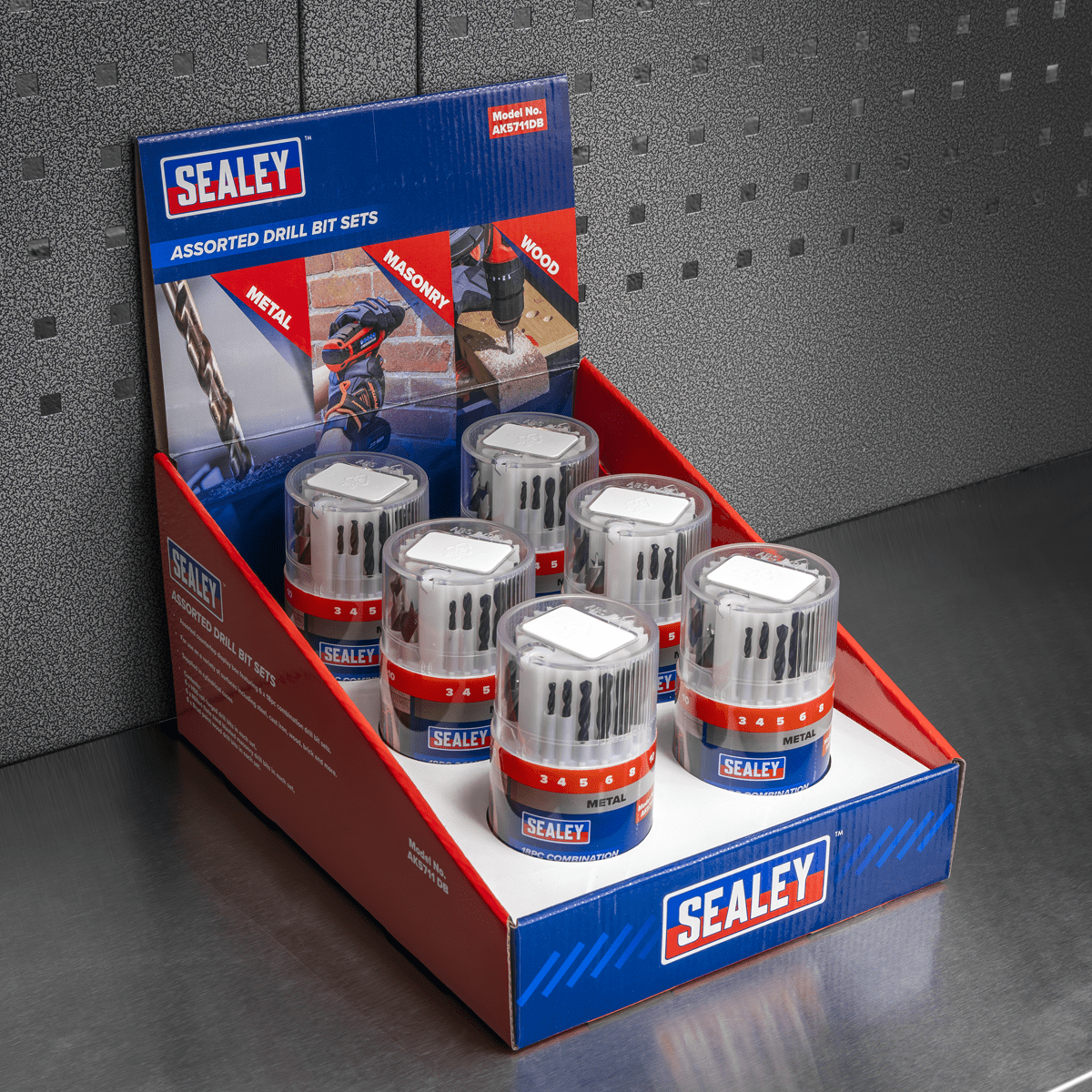 Sealey AK5711DB Drill Bit Sets Combination Display Box of 6