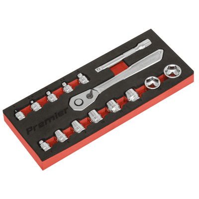 Sealey AK5783 Low Profile Socket Set 15pc 1/4