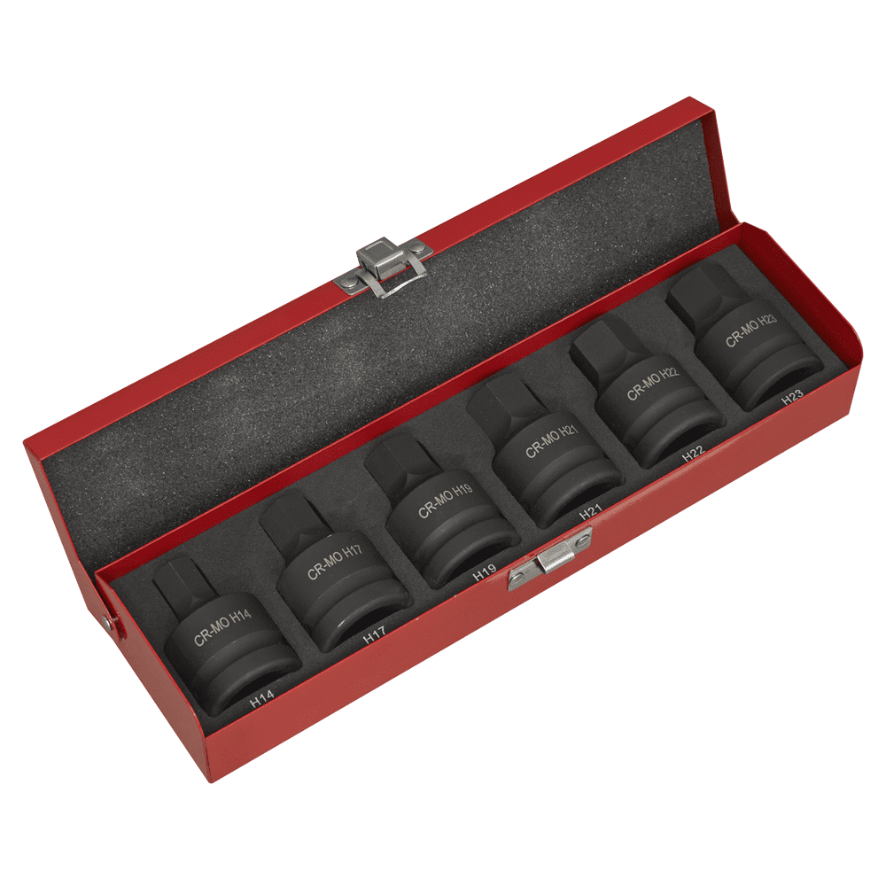 Sealey AK6217 Impact Hex Socket Bit Set 6pc 3/4