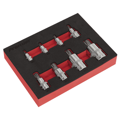 Sealey AK6241 Spline Socket Bit Set 8pc 1/4