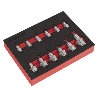 Sealey AK6245 TRX-Star* Socket Bit Set 12pc Stubby 1/4