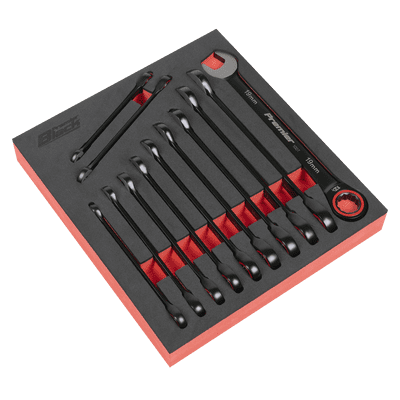 Sealey AK63940B Premier Black Combination Ratchet Spanner Set 12pc