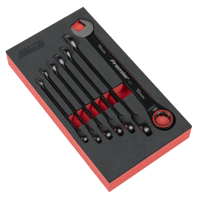 Sealey AK63941B Premier Black Combination Ratchet Spanner Set 7pc