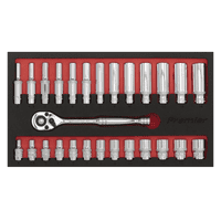 Sealey AK66721 Ratchet Wrench & Socket Set 27pc 1/4