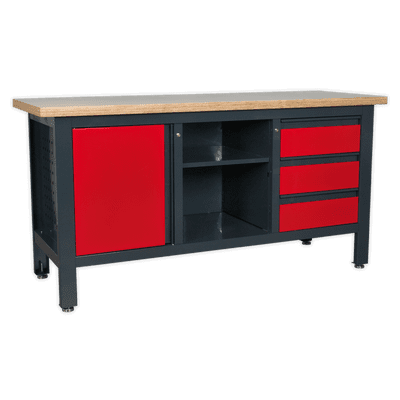 Sealey AP1905B Workstation with 3 Drawers, 1 Cupboard & Open Storage