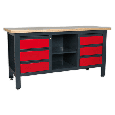 Sealey AP1905D Workstation with 6 Drawers & Open Storage