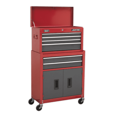 Sealey AP2200BB Topchest & Rollcab Combination 6 Drawer with Ball-Bearing Slides - Red/Grey
