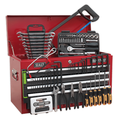 Sealey AP2201BBCOMBO Topchest 6 Drawer with Ball-Bearing Slides Red/Grey & Tool Kit
