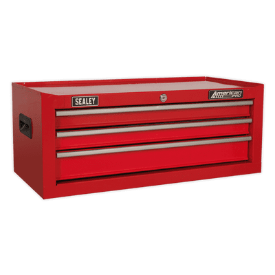 Sealey AP223 Mid-Box 3 Drawer with Ball-Bearing Slides - Red