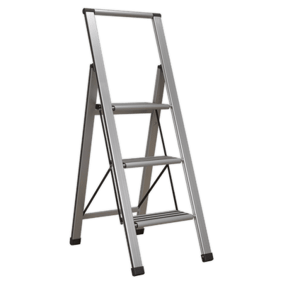 Sealey APSL3 Aluminium Professional Folding Step Ladder 3-Step 150kg Capacity