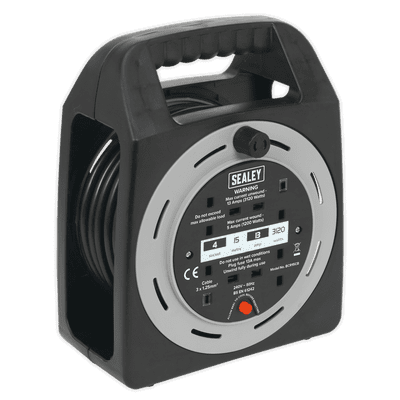 Sealey BCR15CB Cable Reel Box Type 15m 4 x 230V 1.25mm² Thermal Trip
