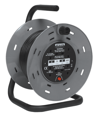Sealey BCR25 Cable Reel 25m 4 x 230V 1.25mm² Thermal Trip