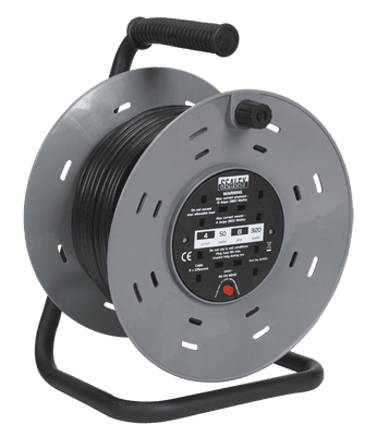 Sealey BCR50 Cable Reel 50m 4 x 230V 1.25mm² Thermal Trip