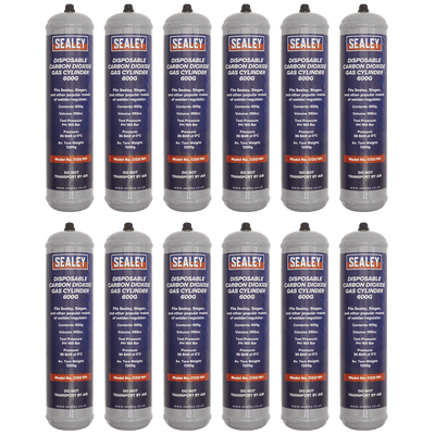 Sealey CO2/101/12 Gas Cylinder Disposable Carbon Dioxide 600g - Box of 12