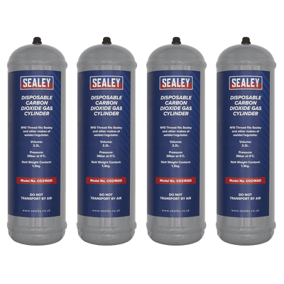 Sealey CO21KGD4 1.3kg Disposable Carbon Dioxide Gas Cylinder - Pack of 4
