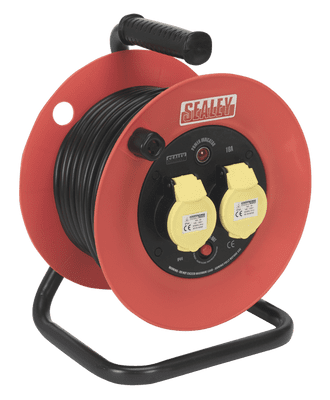 Sealey CR12515 Cable Reel 25m 2 x 110V 1.5mm² Heavy-Duty Thermal Trip