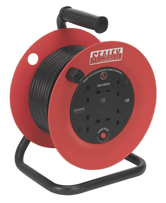 Sealey CR25/1.5 Cable Reel 25m 4 x 230V 1.5mm² Heavy-Duty Thermal Trip