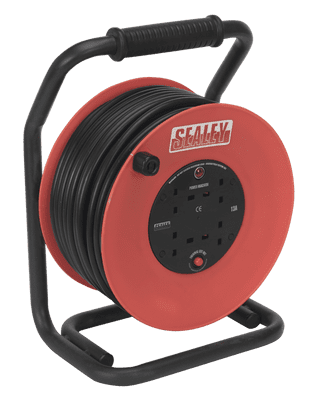 Sealey CR25025 Cable Reel 50m 4 x 230V 2.5mm² Heavy-Duty Thermal Trip
