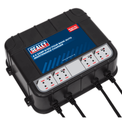 Sealey MBC420 Four Bank 6/12V 8Amp (4 x 2A) Auto Maintenance Charger