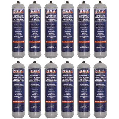Sealey MIG/MIX/100/12 Gas Cylinder Disposable Carbon Dioxide/Argon 100g - Box of 12