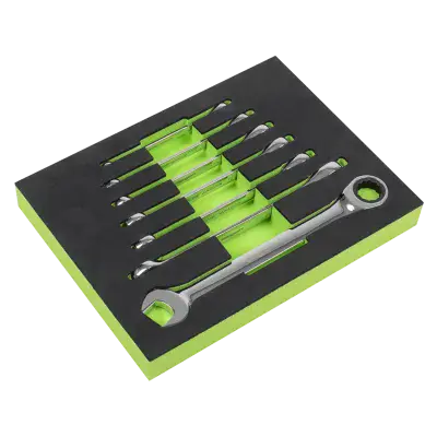 Sealey S01142 Ratchet Combination Spanner Set 7pc Metric