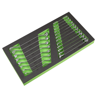 Sealey S01273 Tool Tray with Combination & Deep Offset Spanner Set 20pc - Metric