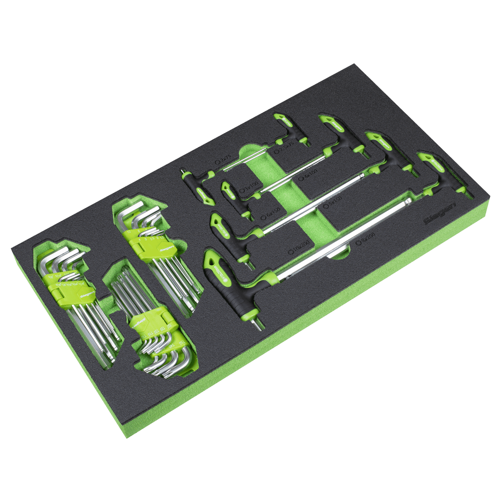 Sealey S01280 T-Handle & Standard Hex/TRX-Star Key Set with Tool Tray