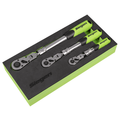 Sealey S01297 Siegen Extendable Flexi-Head Ratchet Wrench Set 3pc