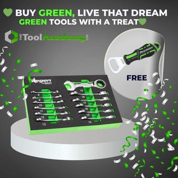 Sealey S0633-AK4368HV Stubby Ratchet Combination Spanner Set 12pc Metric & Bottle Opener