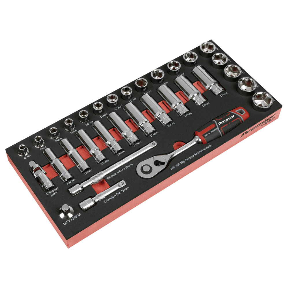 Sealey TBT41 Socket Set with Tool Tray 3/8