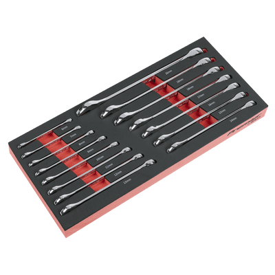 Sealey TBT48 Combination Spanner Set with Tool Tray 15pc