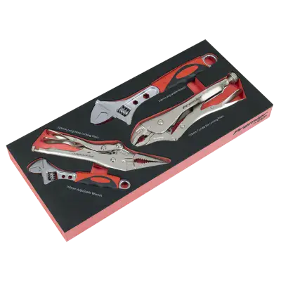 Sealey TBT59 Locking Pliers & Adjustable Wrench Set with Tool Tray 4pc