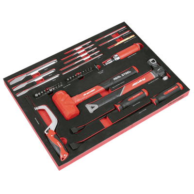 Sealey TBT66 Premier Striking, Pry Bar, Hacksaw & Impact Screwdriver Set with Tool Tray 39pc