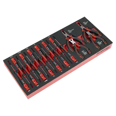 Sealey TBT67 Precision Screwdriver & Mini Pliers Set with Tool Tray 17pc