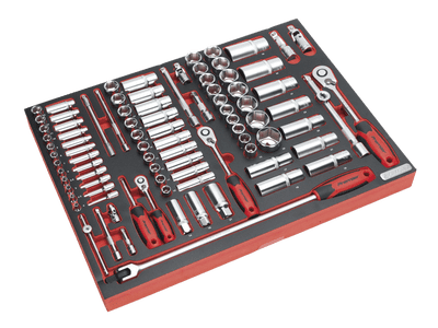 Sealey TBTP02 Tool Tray with Socket Set 91pc 1/4