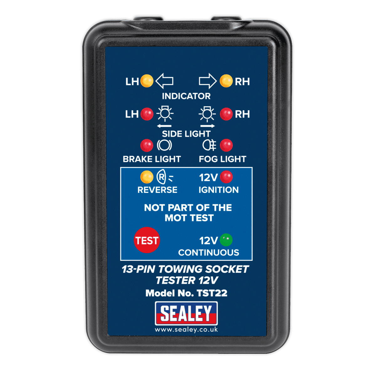 Sealey TST22 Towing Socket Tester 13-Pin 12V - DVSA Approved