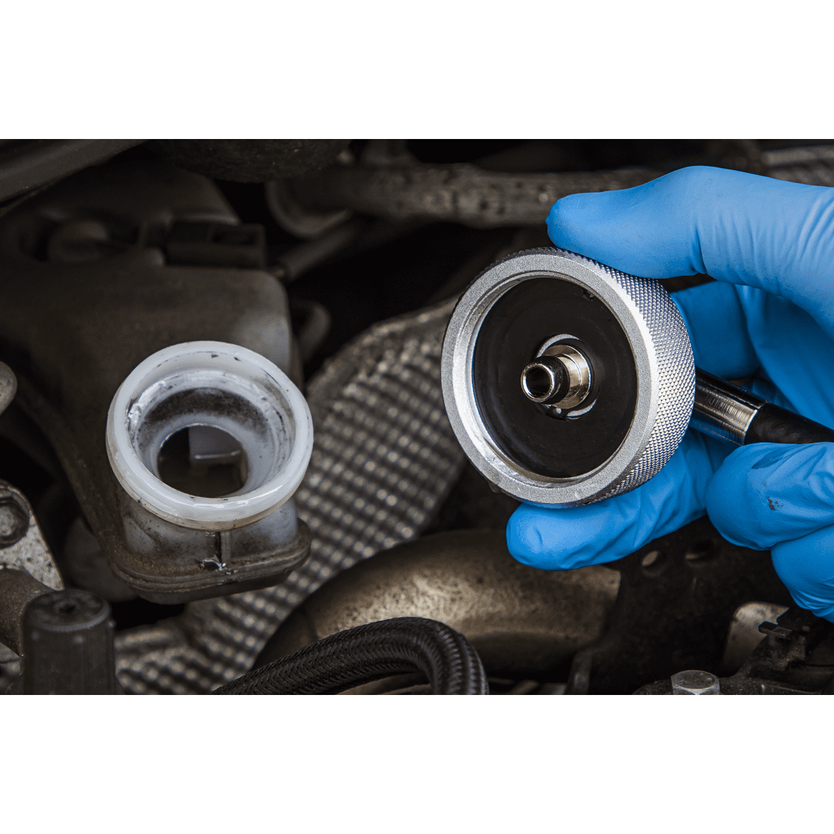 Sealey VS0204C4 Brake Pressure Bleeder Cap Ø45mm Connector With Hose 90