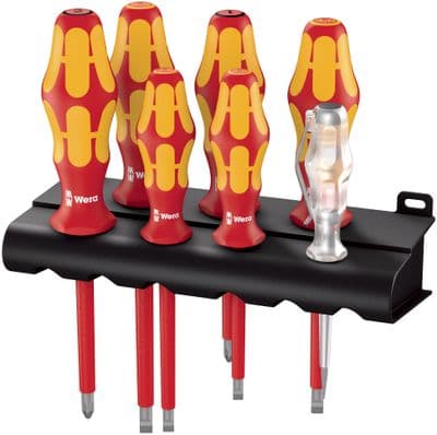 Wera 05006148001 160 i/165 i/7  Screwdriver Set Kraftform Plus Series 100 Voltage Tester & Rack
