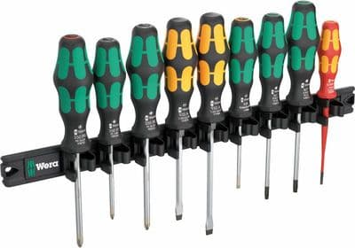 Wera 05051012001 9 Piece Kraftform Screwdriver Set With Magnetic Rail