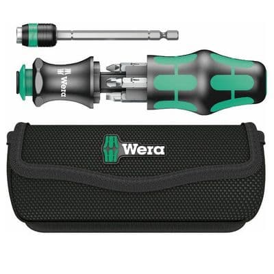 Wera 05051024001 7 Piece Kraftform Kompakt 25 Rapidadaptor Bit Holder With Bits